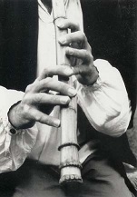 Zacciah Blackburn, PhD, playing Shakuhachi, flute of Japanese traditions